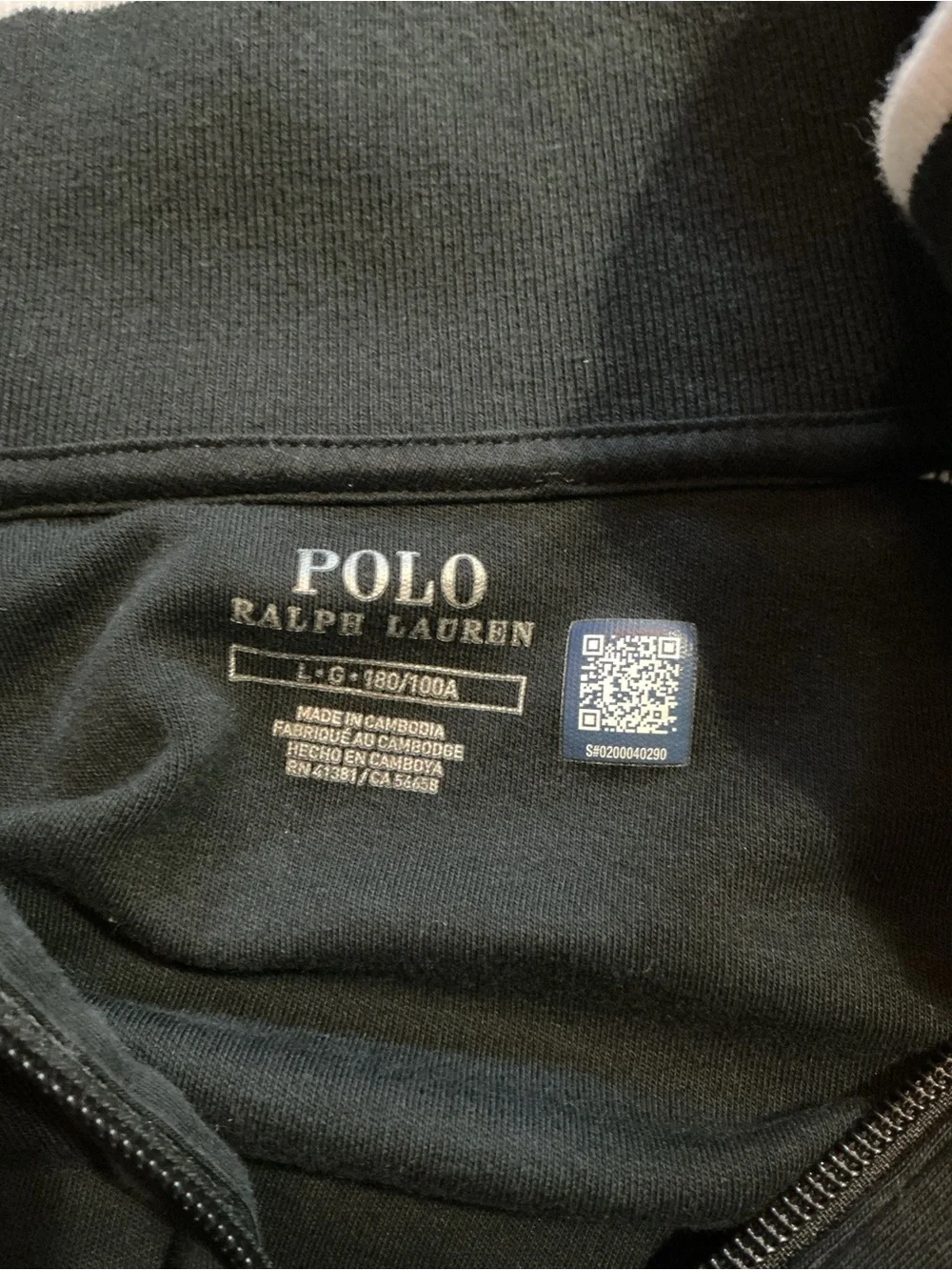 Polo Ralph Lauren Pony Logo Black & White Full Zip Mens Sweat Track Jacket